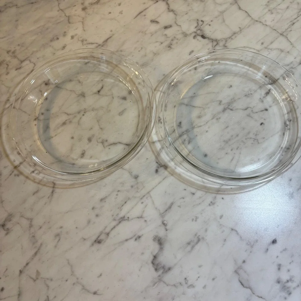 Vintage Pyrex 209 Clear Glass 9 Inch Pie Plates Set of 2 Round Baking Dishes